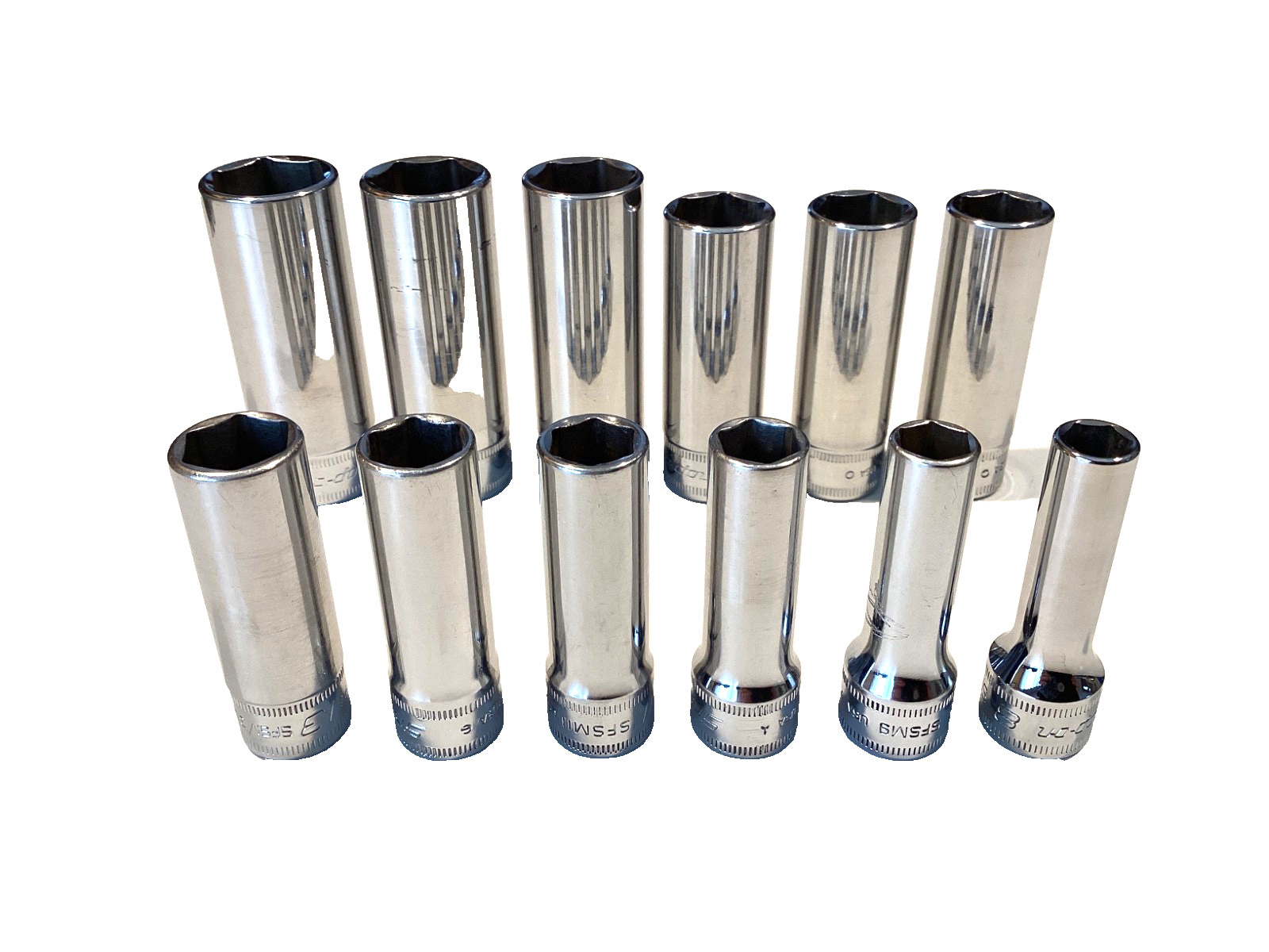 Snap On Tools 12 Piece 3/8″ Drive 6 Point Metric Deep Chrome Socket Set 212SFSMY