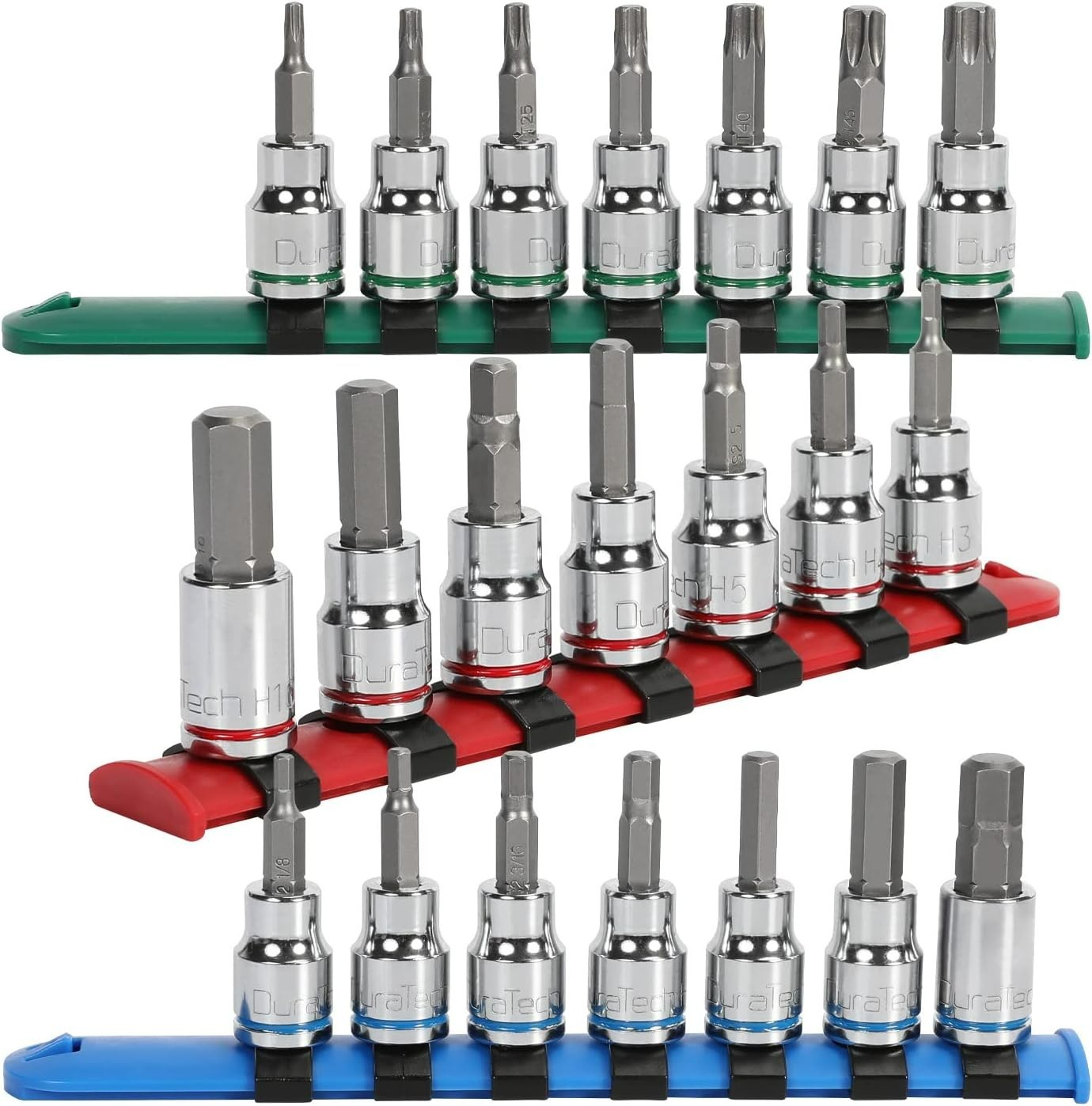 Superior Torque 21-Piece Chrome Plated Socket Set with S2 Bits – 3/8» Drive