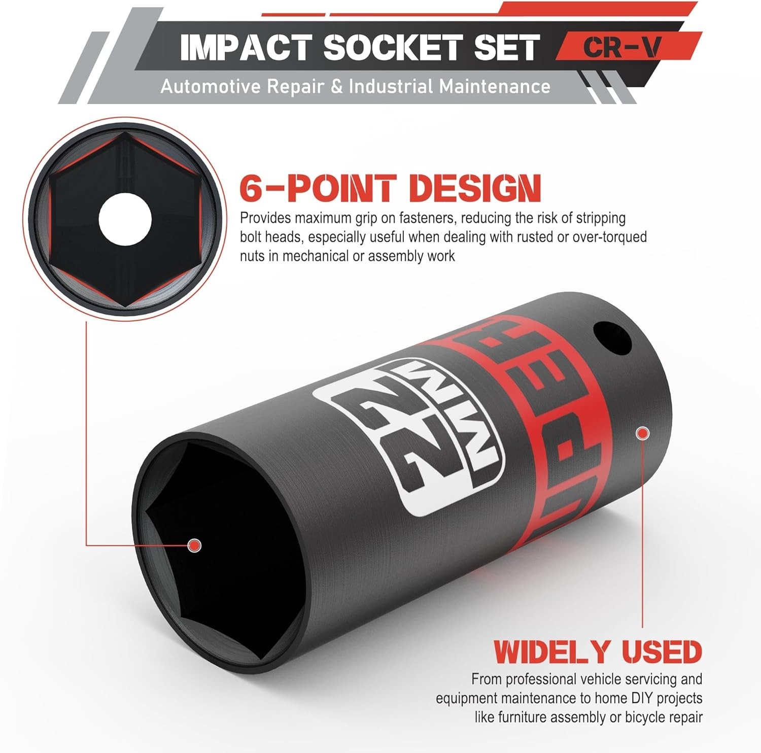 Professional Impact Socket Set – 50 Pieces, 3/8″ Drive in High-Strength Steel