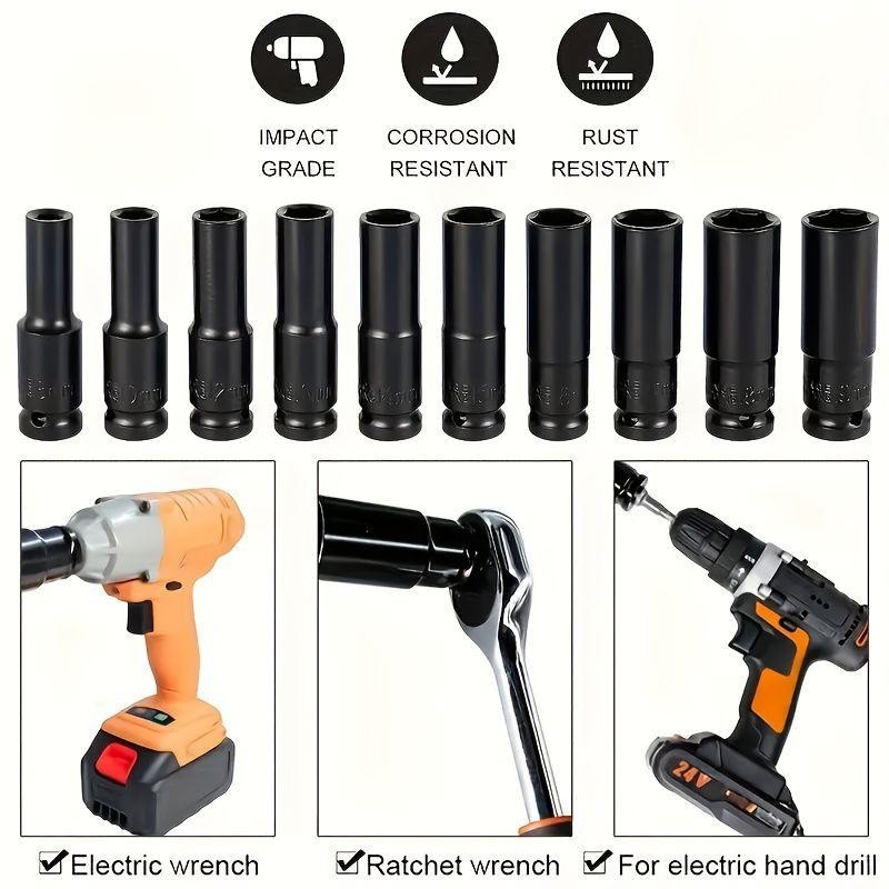 20-piece sleeve kit, 1/2-inch deep impact sleeve set with toolbox, suitable for