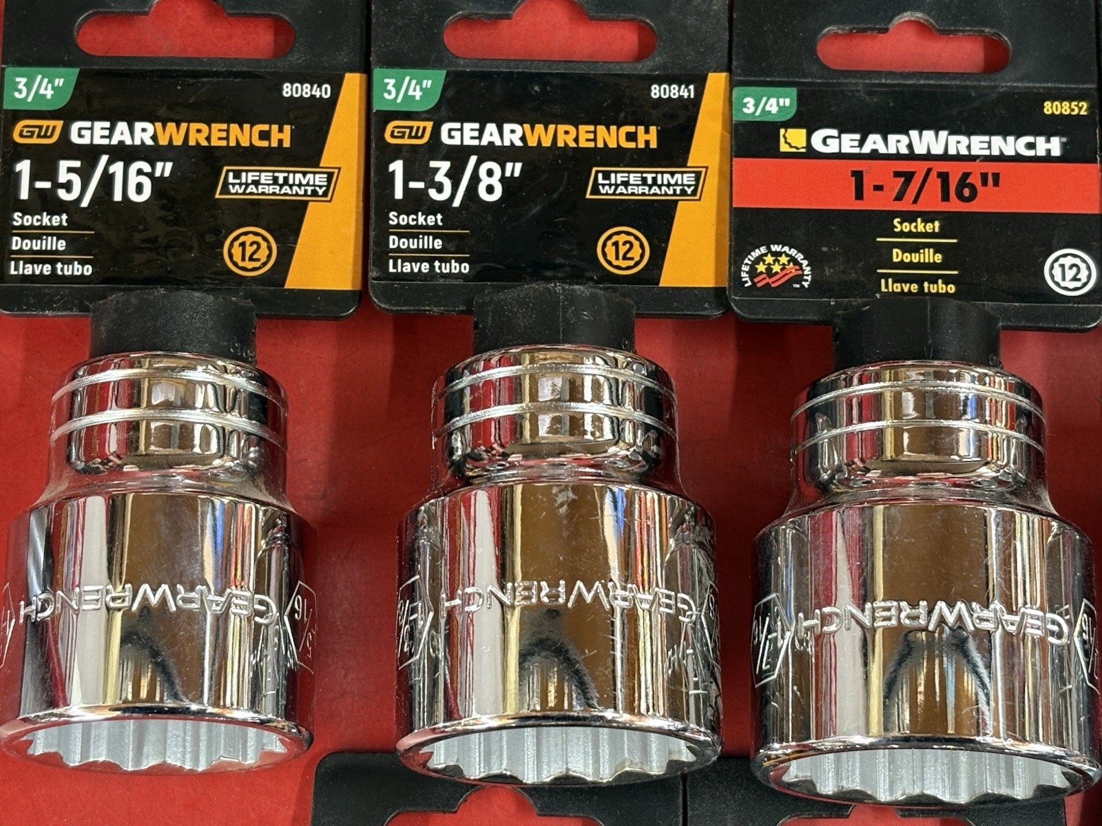LOT OF 16 GEARWRENCH 3/4″ DRIVE STANDARD SHALLOW CHROME SOCKETS SET 7/8″ TO 2″