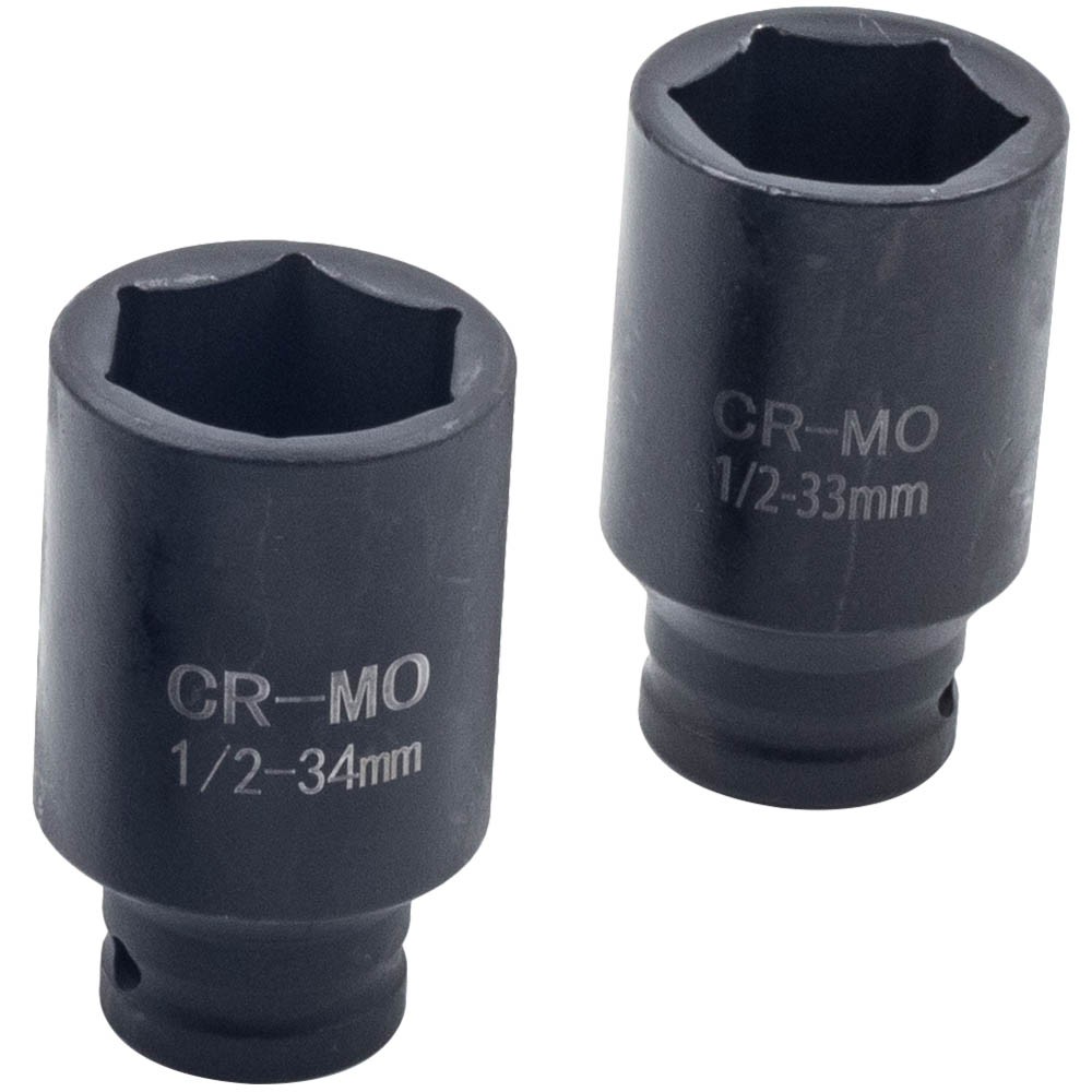 5x 1/2» Drive 6 POINT Deep Spindle Axle Nut Socket Kit 33 34 35 36 38mm