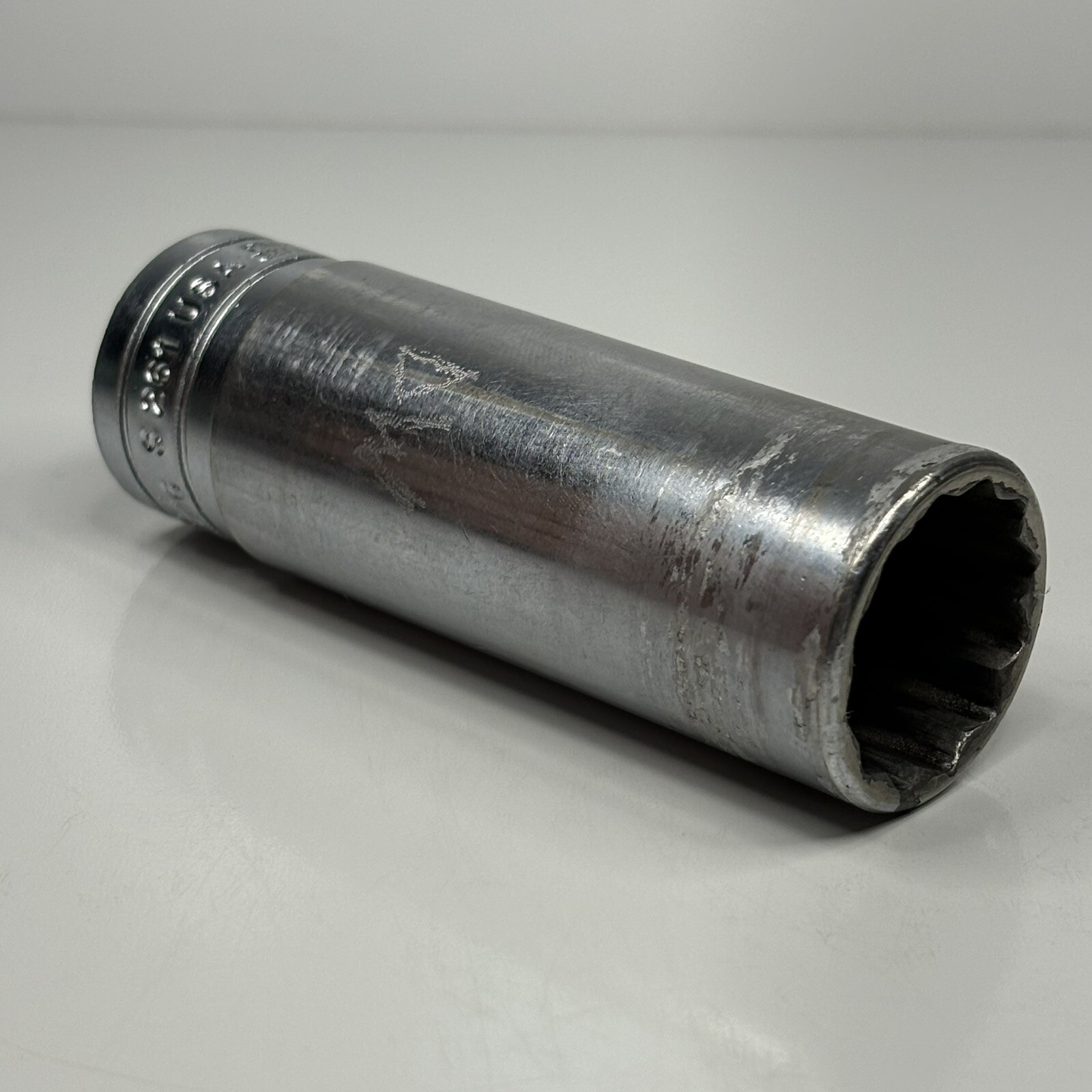 Snap On Tools S261 1/2 Dr 12Pt SAE 13/16 Flank Dr Chrome Deep Socket USA VTG