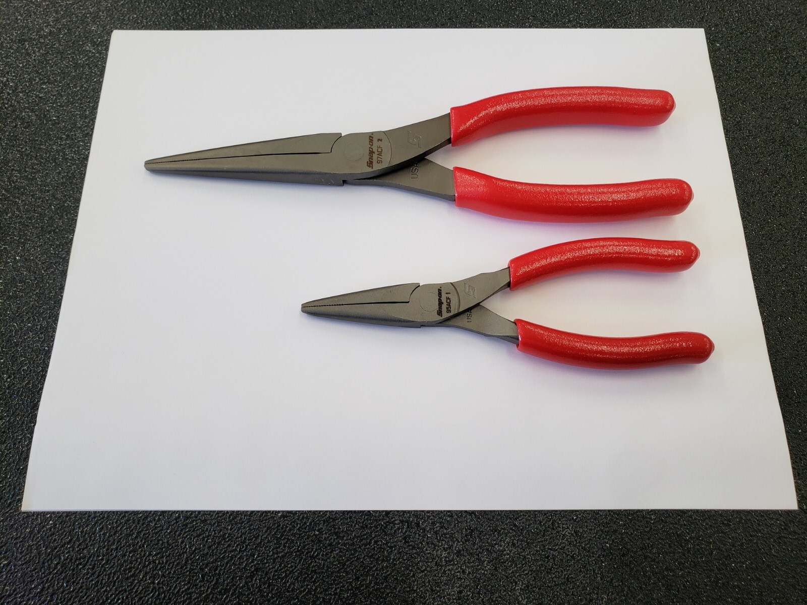 Snap-on Tools USA NEW 2pc RED 9″ & 6″ Soft Grip Needle Nose Pliers Lot Set