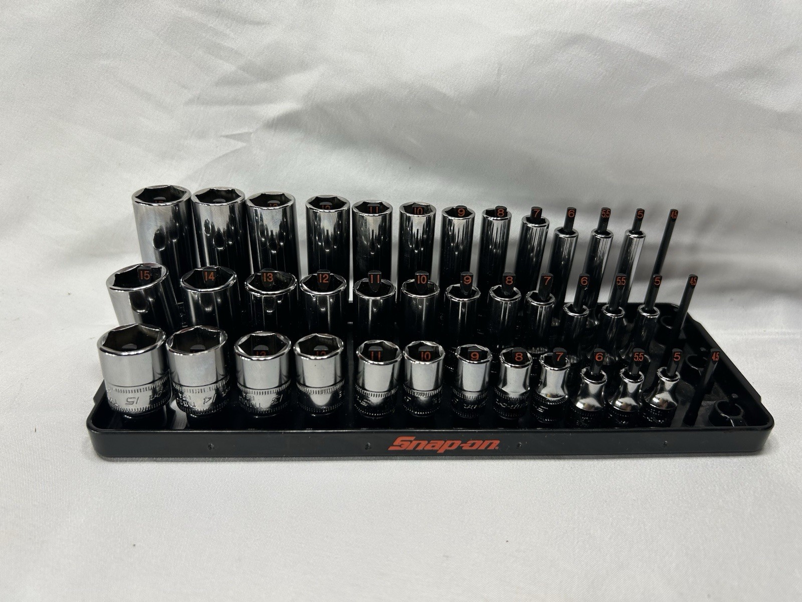 Minty Snap On 1/4 Drive Metric Master Set 5-15mm Shallow, Semi-Deep, Deep Chrome