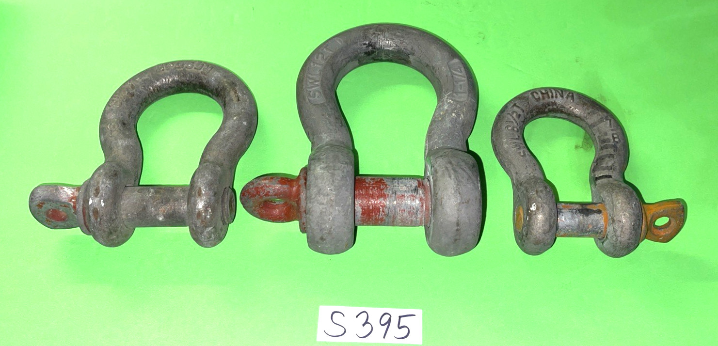 CROSBY & UNKNOWN TOOLS 3 ANCHOR SHACKLES SWL 6-1/2, 8-1/2, 12 TON
