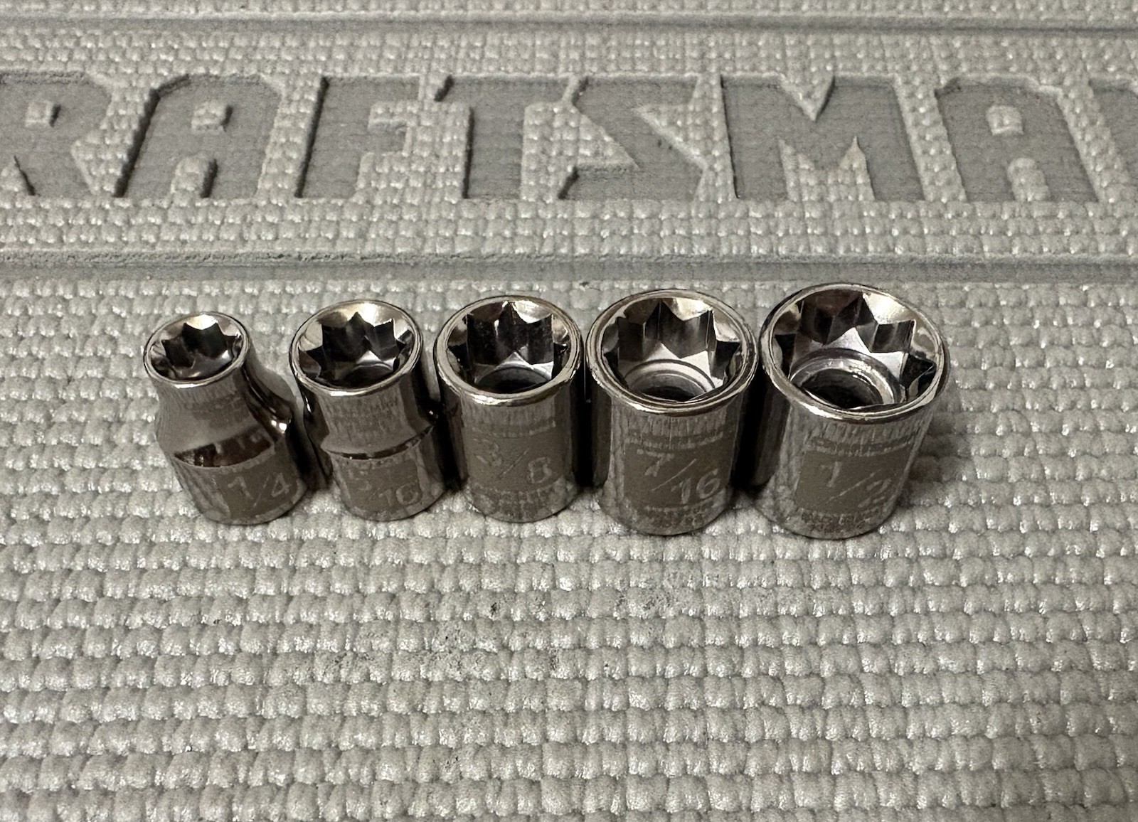 NOS Sears Craftsman USA 5pc 3/8″ DRIVE 8 Point Easy Read Socket Set 1/4″-1/2″