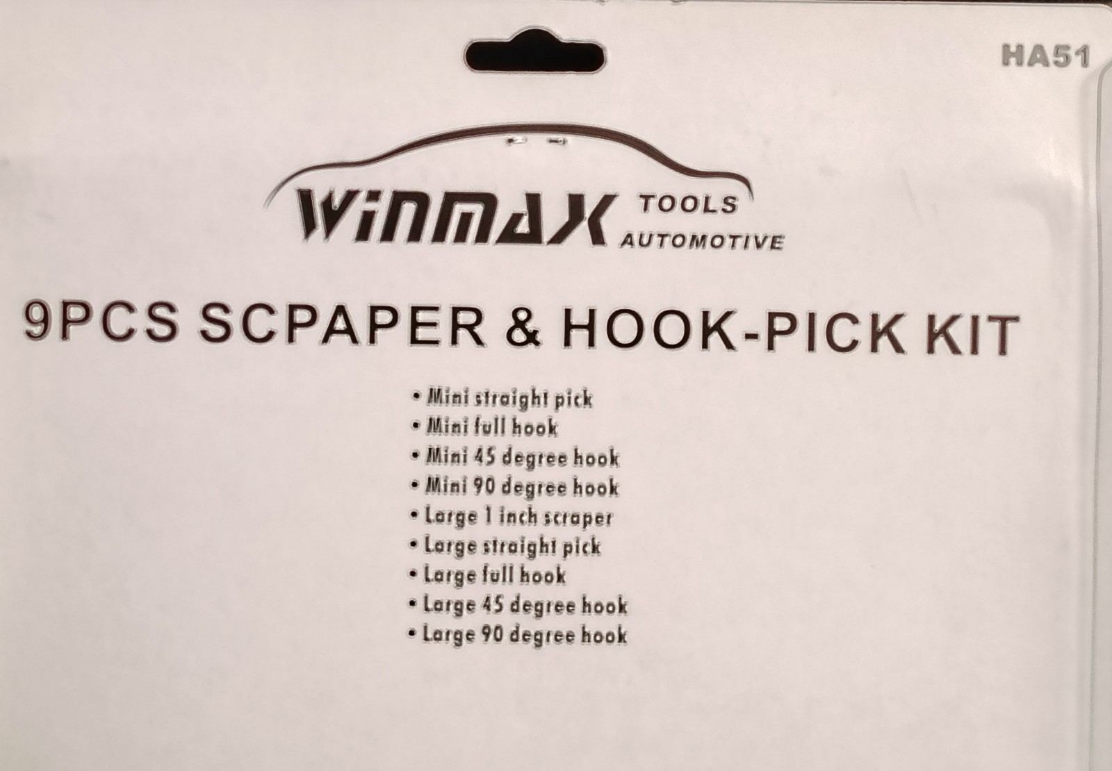 Winmax Tools Automotive 9pcs Scraper Hook And Pick Kit