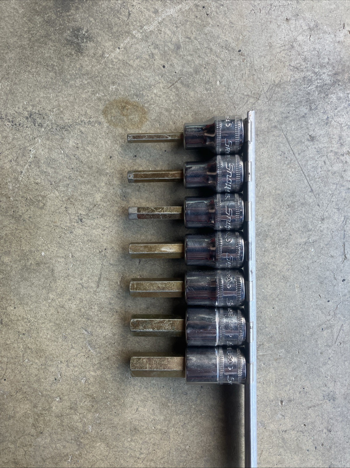Snap On 7 Piece 3/8 Drive Allen Socket Set Metric 4mm – 10mm On SnapOn Rail
