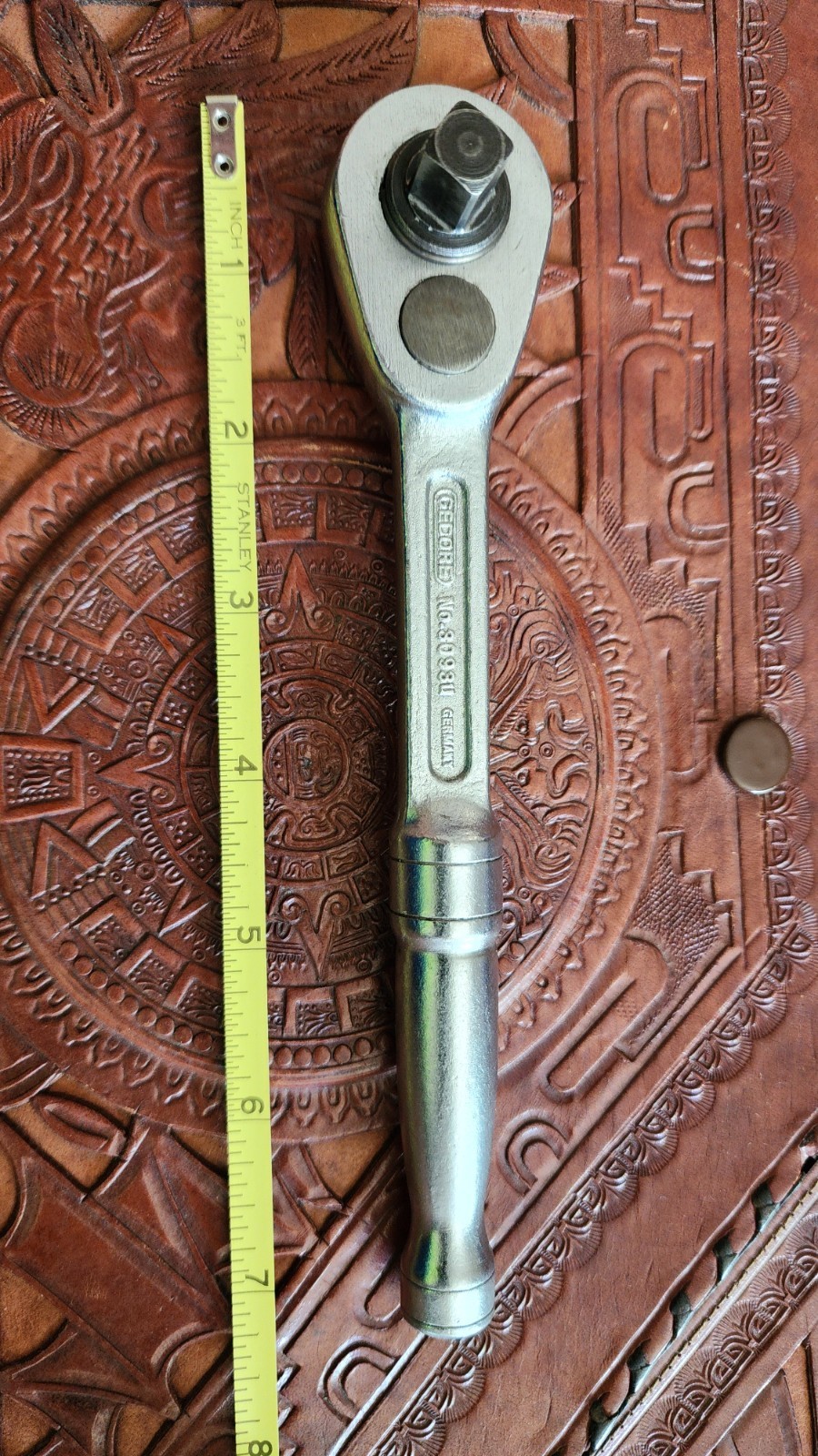 RARE Gedore Vanadium No. 3093U Made In Germany 3/8 Ratchet, W/ Dual Oiler Ports.
