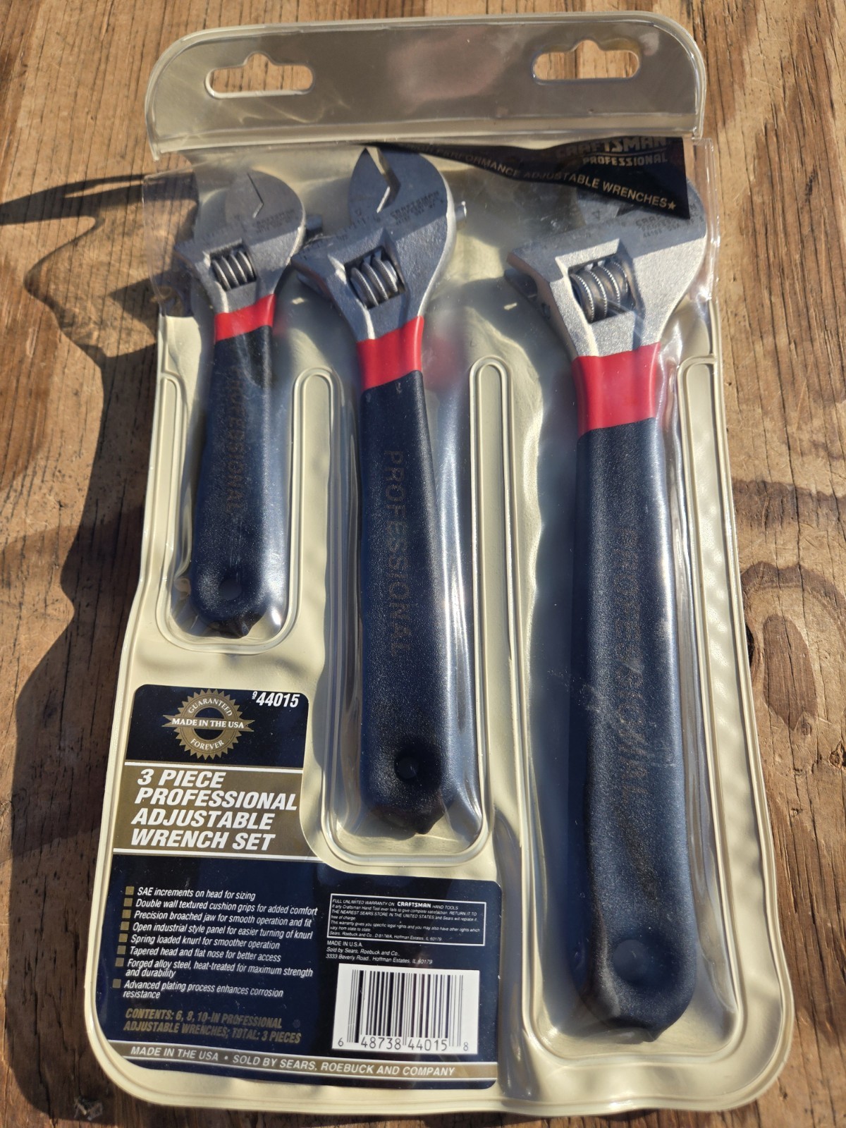 Vintage 3pc SEARS Craftsman USA Professional Adjustable 6-8-10″ Wrench Set 44015