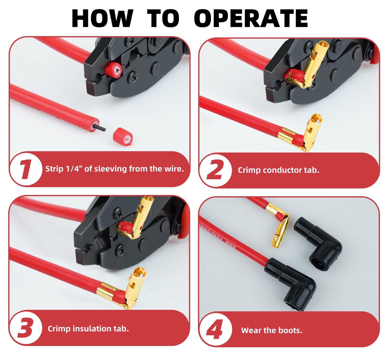 ENGINEMAN Spark Plug Wire Crimper, Crimping Pliers 7-8.5mm, Black and Yellow