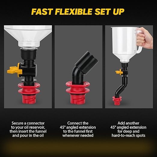 18PC Engine Oil Funnel Kit 1.59QT/1.5L Automotive Coolant Funnel Set 12 Adapters