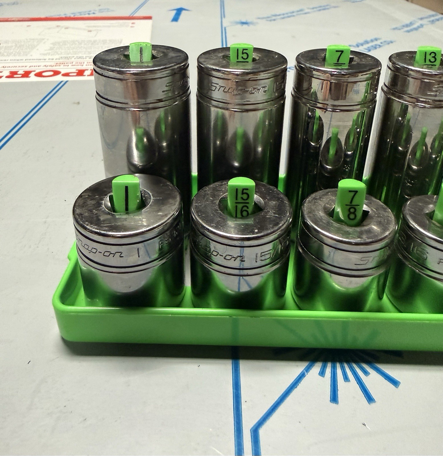 New Snap-on 3/8″ drive 1/4″ thru 7/8″ 22-pc 6-point Shallow Deep Socket 222SFFS