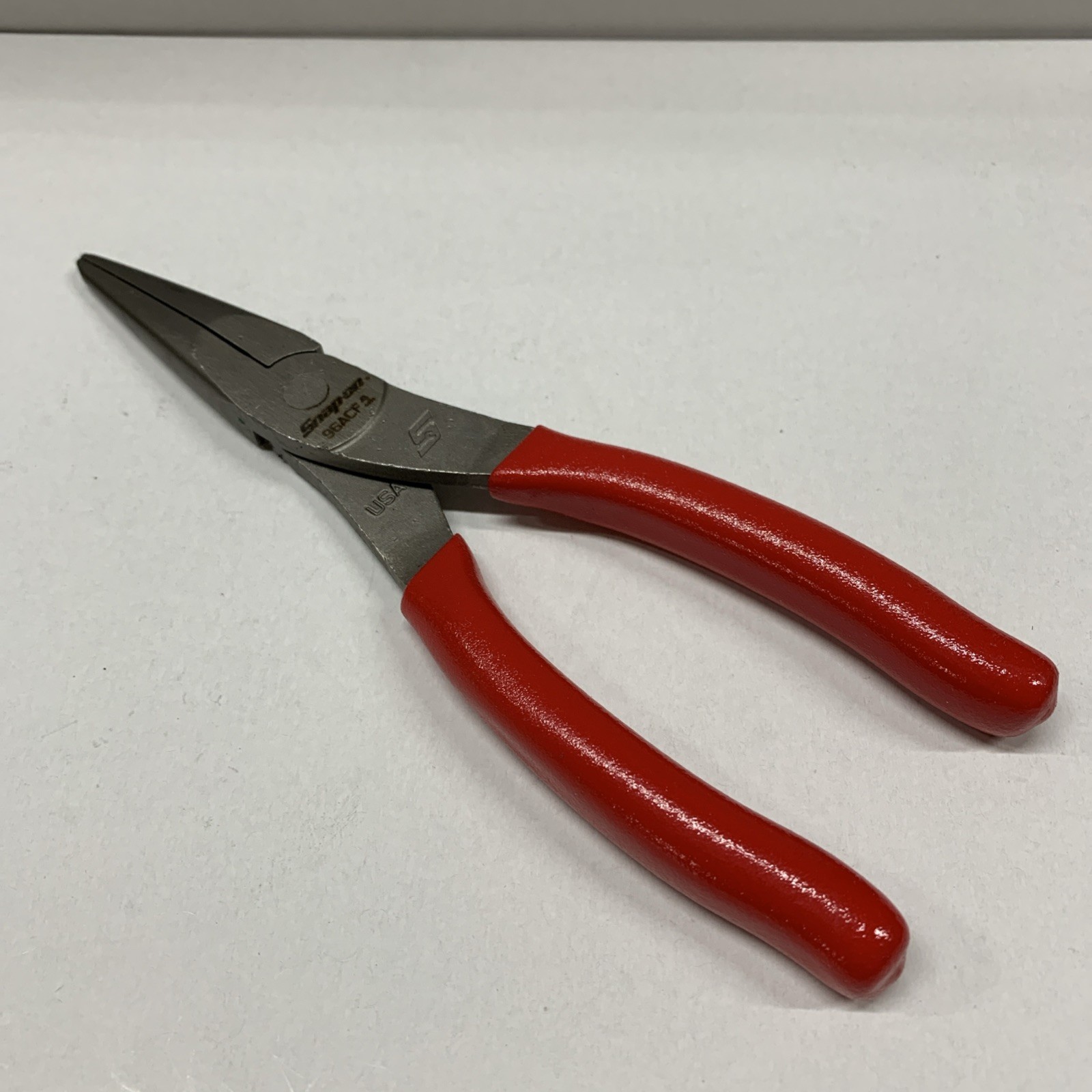 Snap On Tools USA 96ACF 8″ Red Talon Grip Needle Nose Pliers NEW