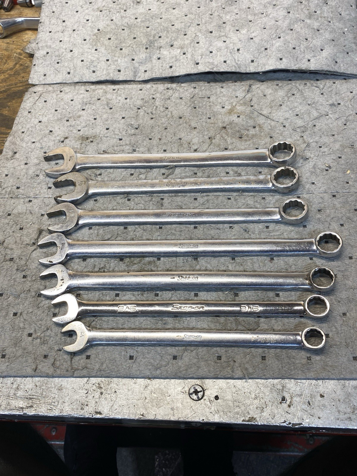 Snap On Wrench Set Lot Of 7. 7/8- 13/16-3/4-11/16-5/8-9/16-1/2