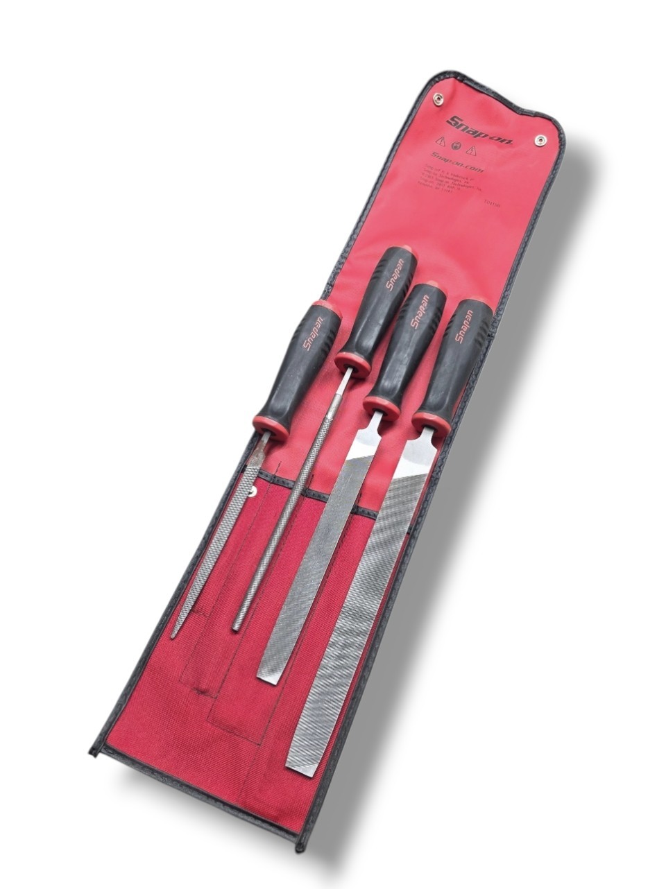 Snap-on 4 Piece Hand File Set in Roll Pouch – Made in Portugal – Pre-Owned