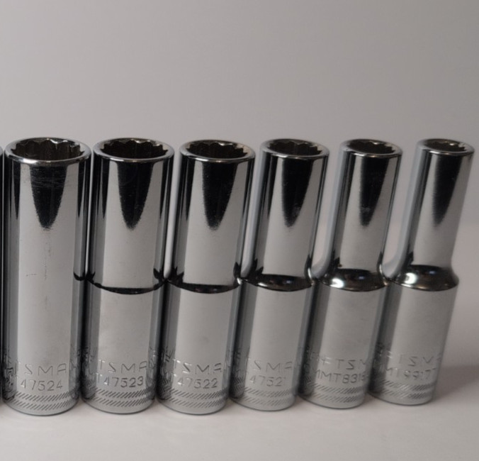 Craftsman 11Pc 12Pt 1/2″ Drive SAE Deep Socket Set 3/8” – 1” EUC