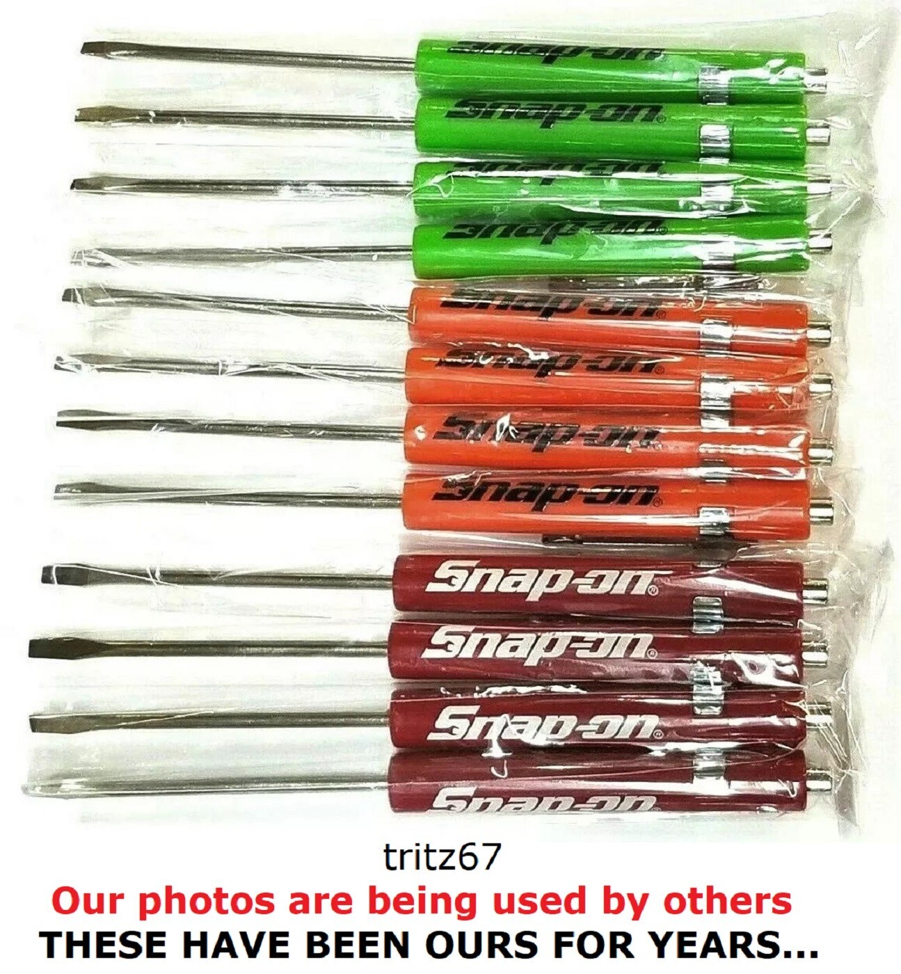 NEW 12 ASSORTED Snap-on Tools Flat Tip Pocket Screwdrivers w/Clip & Magnetic End