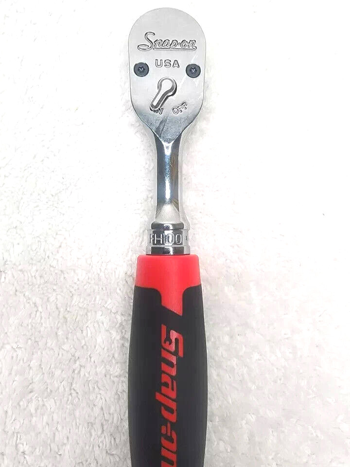 New Snap-on™ 3/8″ Drive Red Soft Grip Chrome 9″ Ratchet FH80 Dual 80 Tech