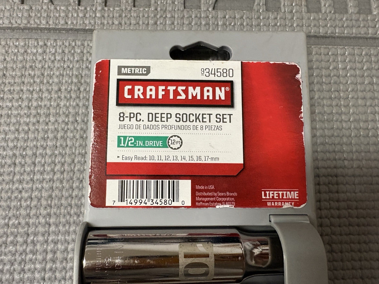 NOS Sears Craftsman USA 1/2” Drive 8pc Easy Read Socket Set 10-17mm 34580 Rare!