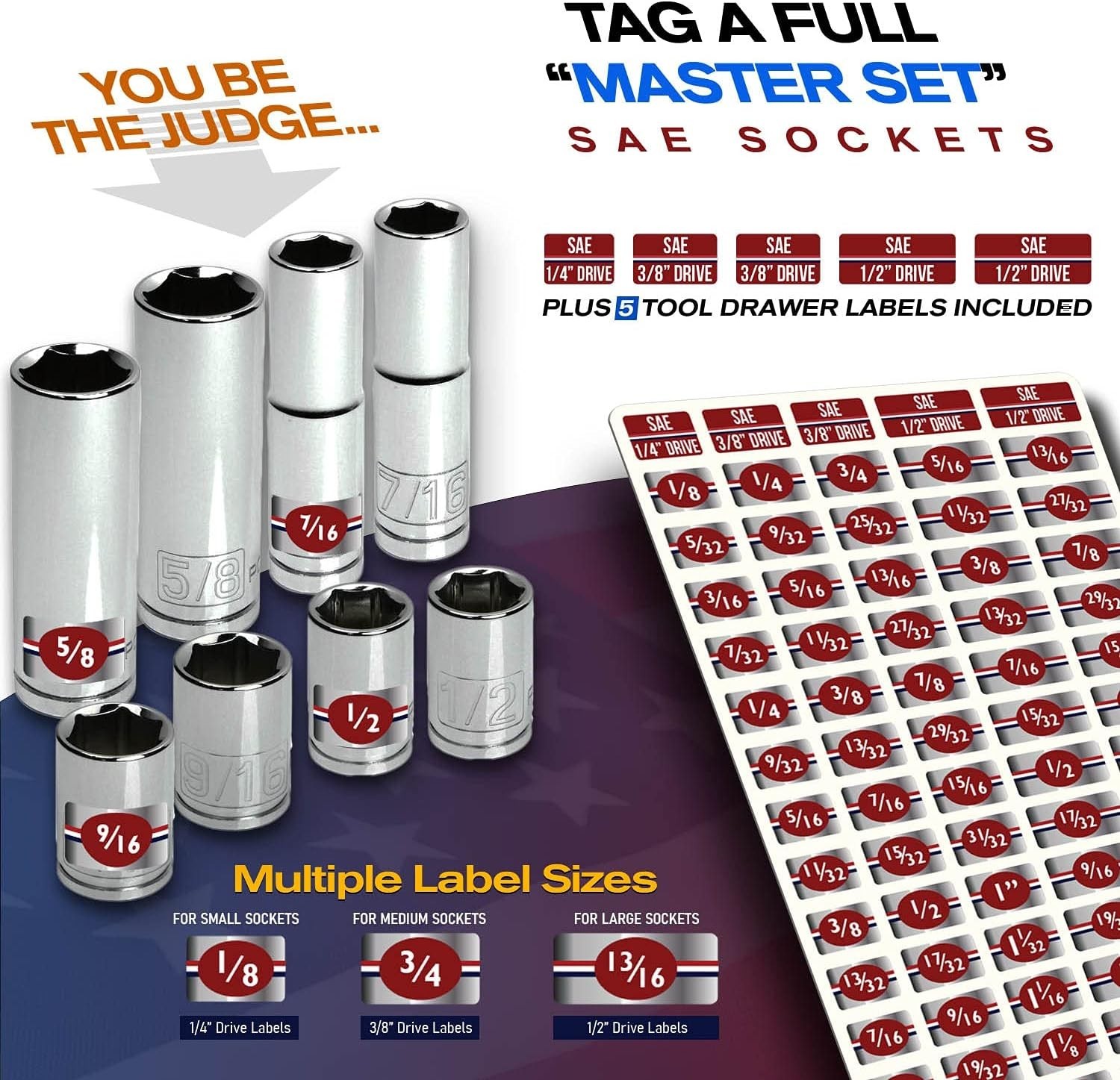 Complete Chrome Socket Label Set: 357 High-Quality Adhesive Labels for All Tools