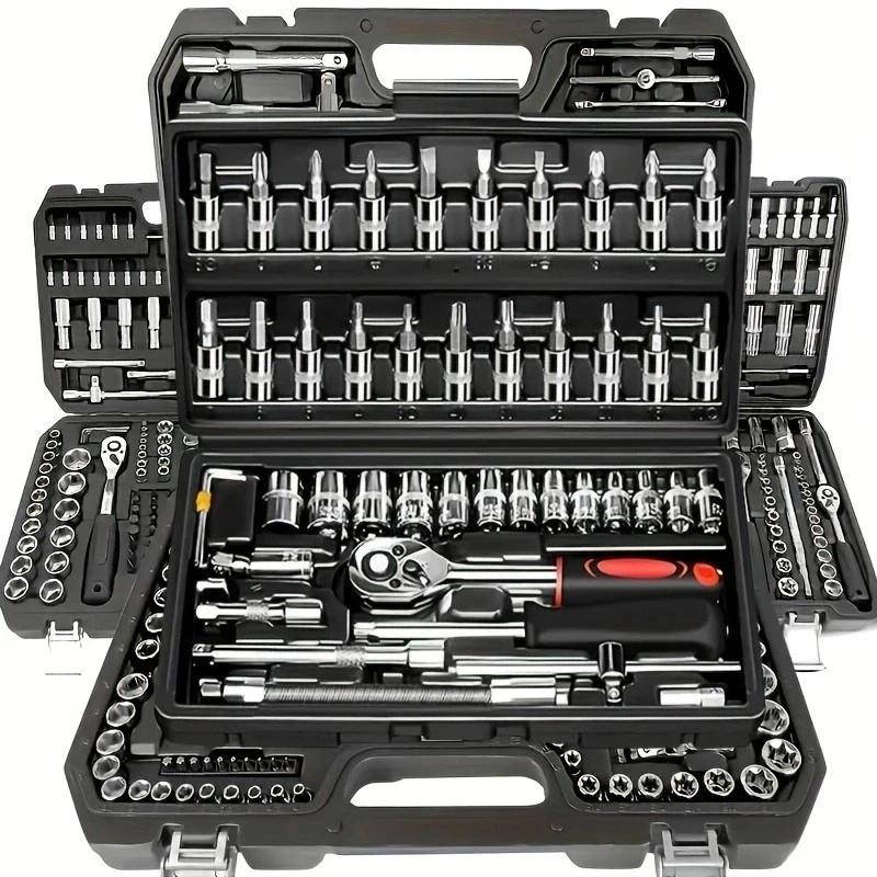 46pcs 1/4″ Heavy-Duty Socket Set With Quick-Release Ratchet, Screwdriver Kit
