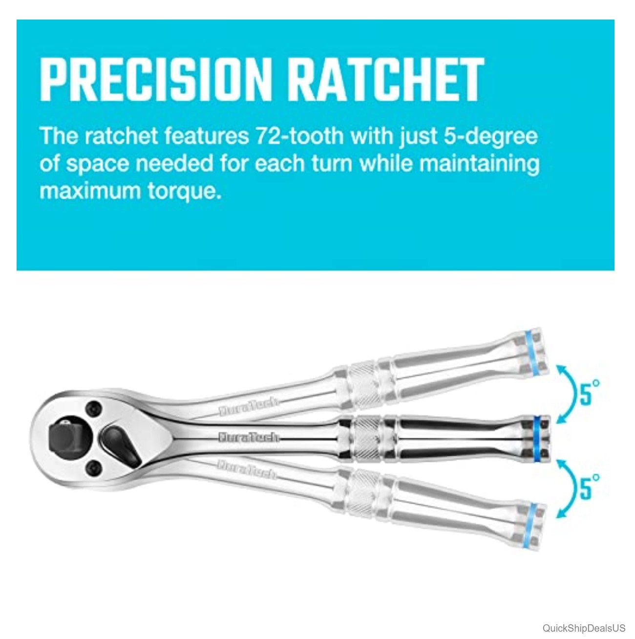 Ratchet Handle 3 in 1 1/4 3/8 1/2 Drive 72 Tooth Reversible Switch Alloy Steel