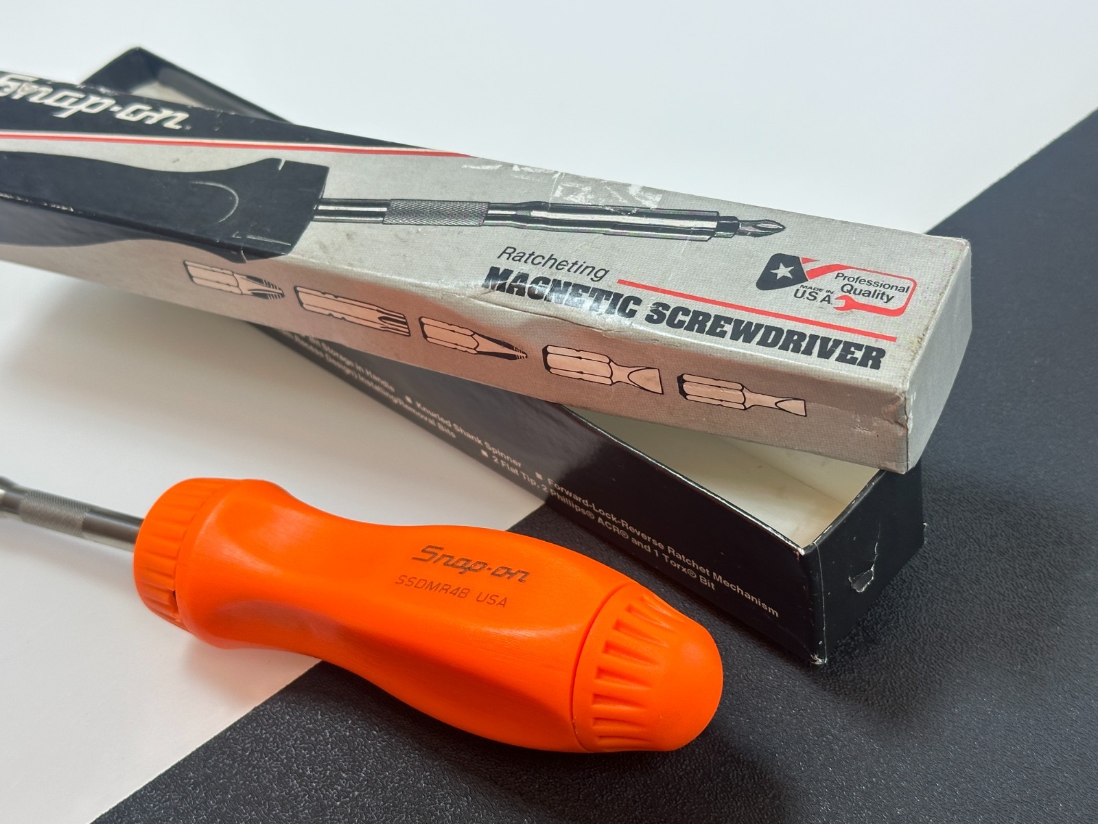 🇺🇸 Snap-on Tools USA ORANGE Hard Handle Ratcheting Screwdriver SSDMR4B, NOS