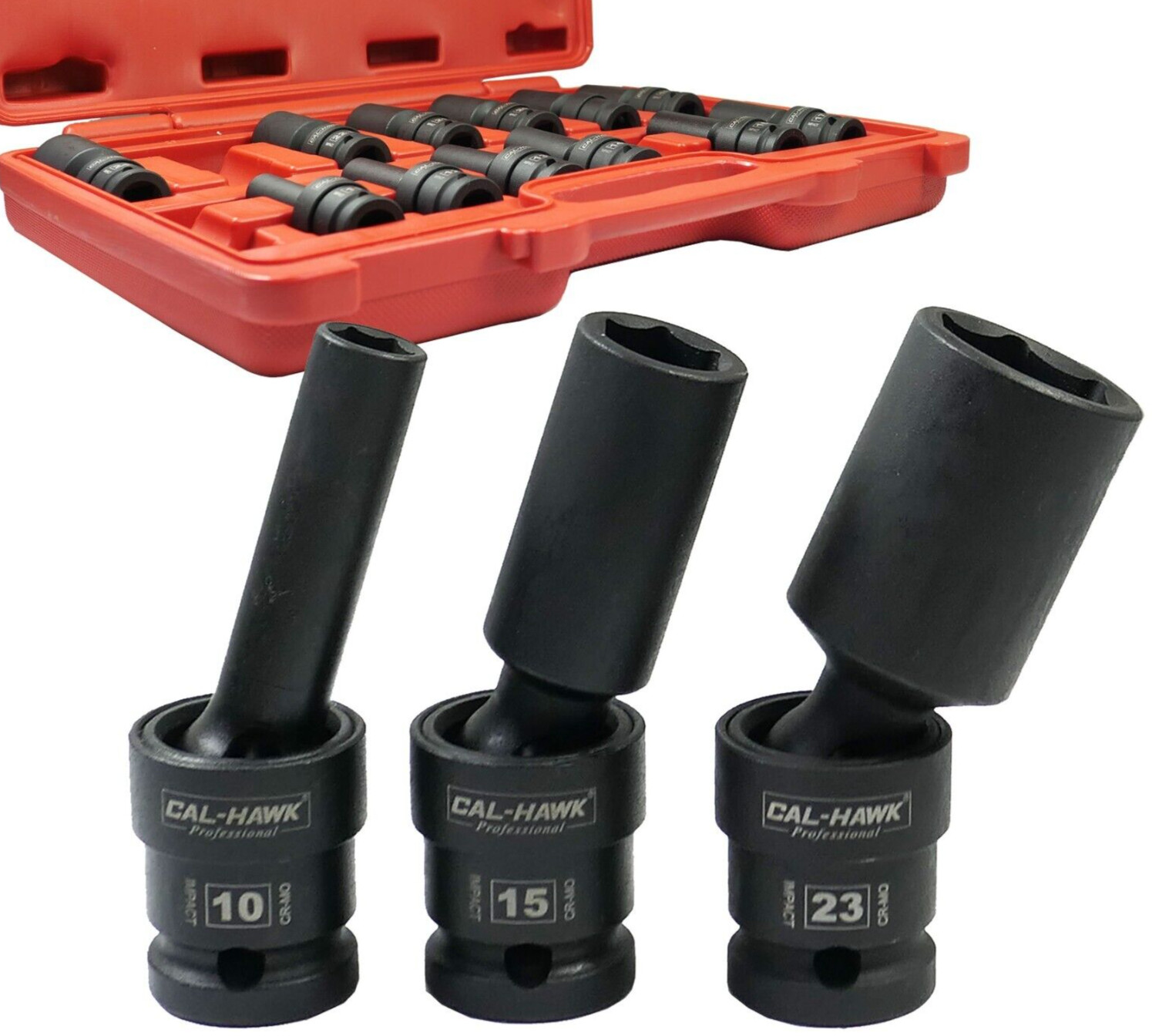 15 PC 1/2″ DR. Universal Swivel Deep Impact Socket METRIC PRO Radius 10-24mm Set