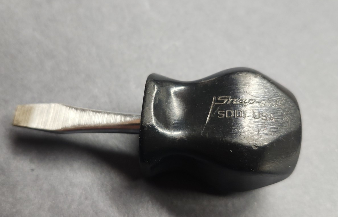 Snap On Tool SDD1 Stubby Vintage Black Screwdriver Plastic Handle