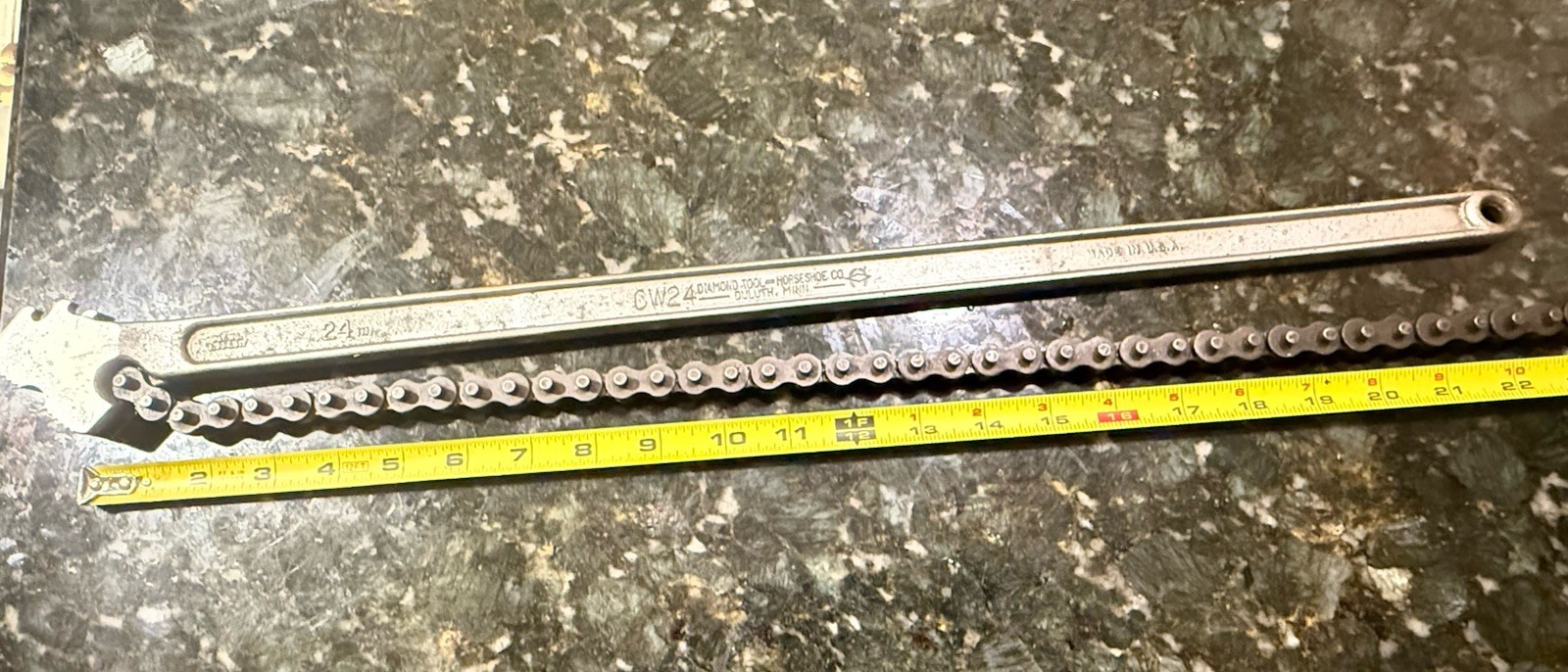 CW24 Diamond Tool & Horse Shoe Co Pipe Chain 24” Wrench USA! Great Working Cond.
