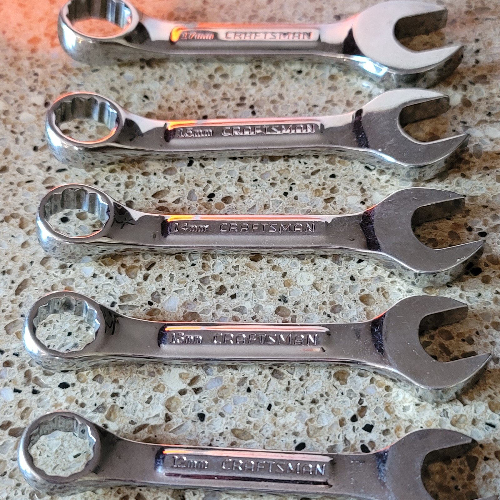 Lot of 5 Craftsman Pro. VV Stubby Combo Wrench 12mm 13mm 14mm 15mm 17mm READ ME!