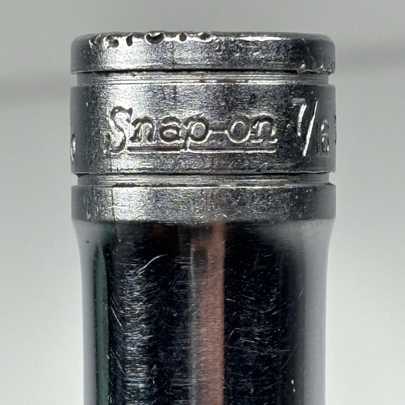 Snap On Tools SFS121 3/8 Drive 6Pt SAE 7/16 Flank Dr Deep Socket USA VTG 1968