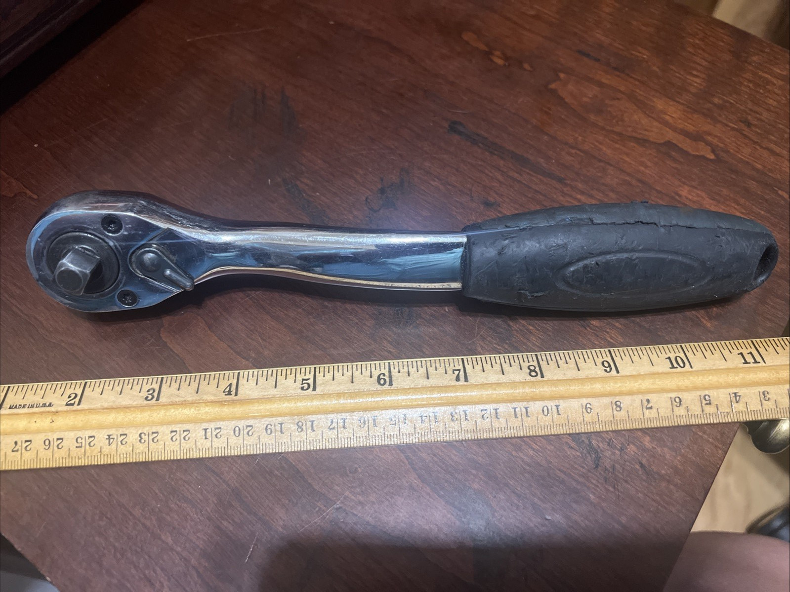 Dual Head Ratchet 3/8″ & 1/2″ Drive Forward-Reverse Rubber Grip 10″ L