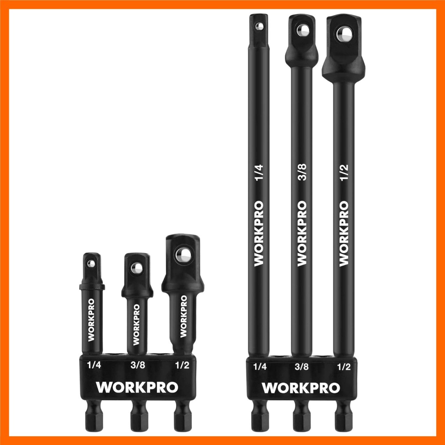 6-Piece Socket Adapter Extension Set, 1/4, 3/8, 1/2-Inch Drive, 1/4-Inch Hex …