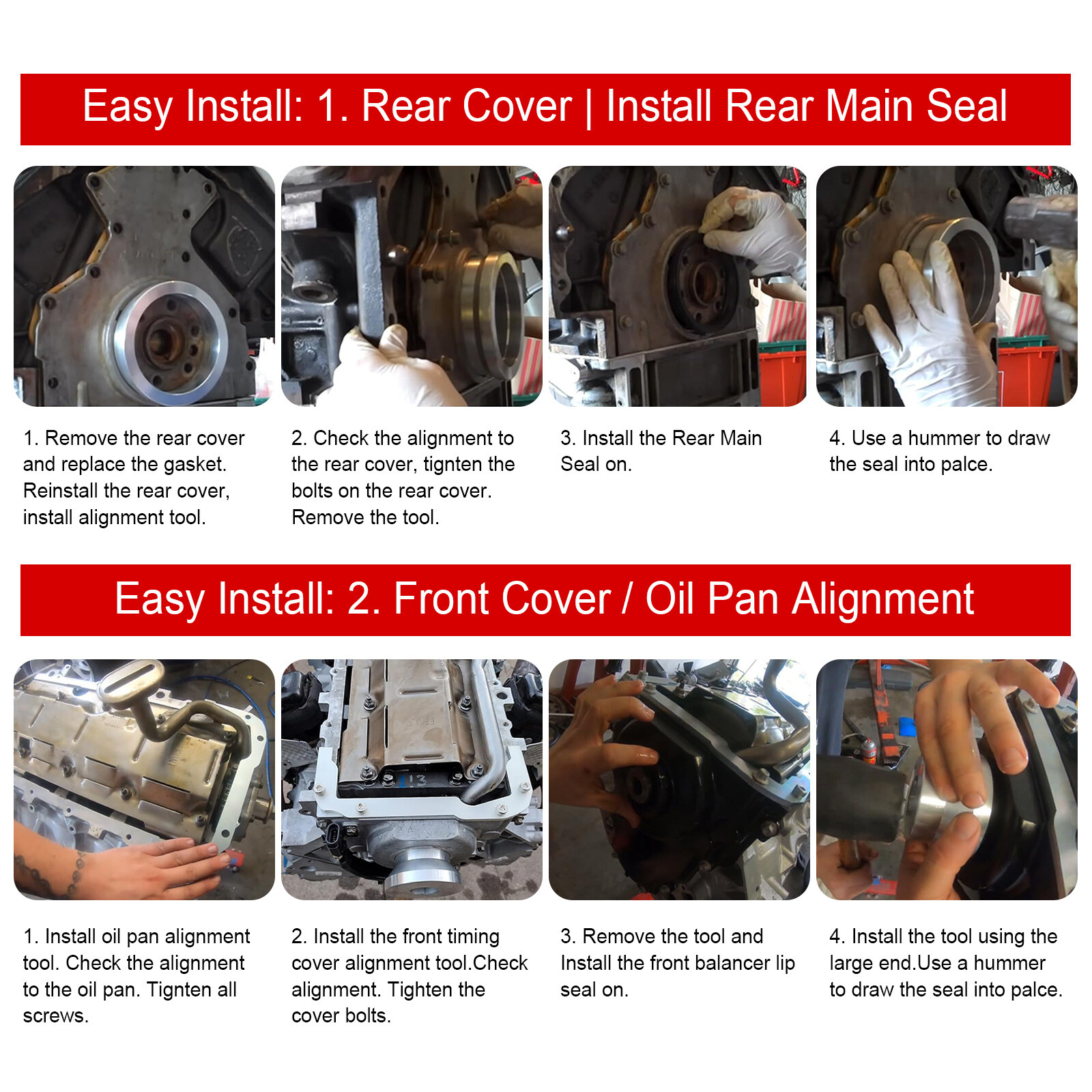 Front Rear Timing Cover & Oil Pans Alignment Tool for LS Engine 4.8 5.3 5.7 6.0