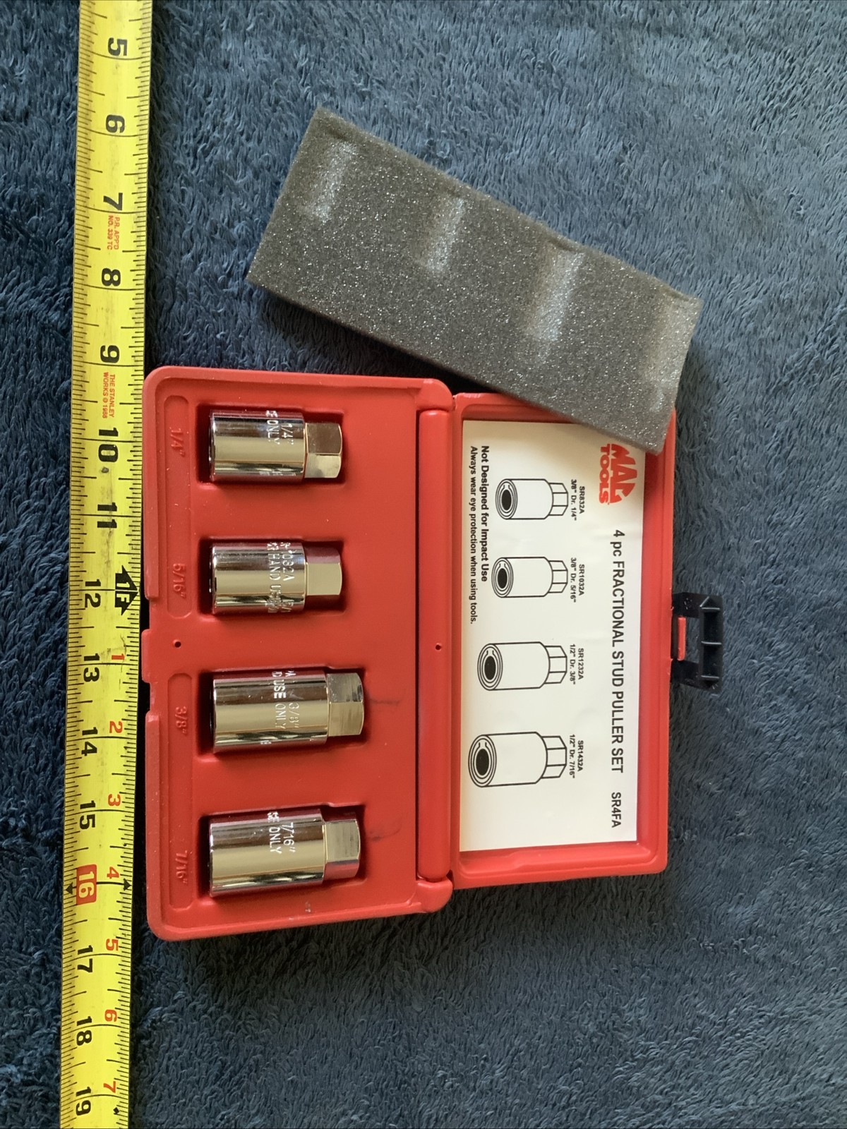 Mac Tools 4pc Fractional Stud Puller Set, Sr4fa…..good Shape…