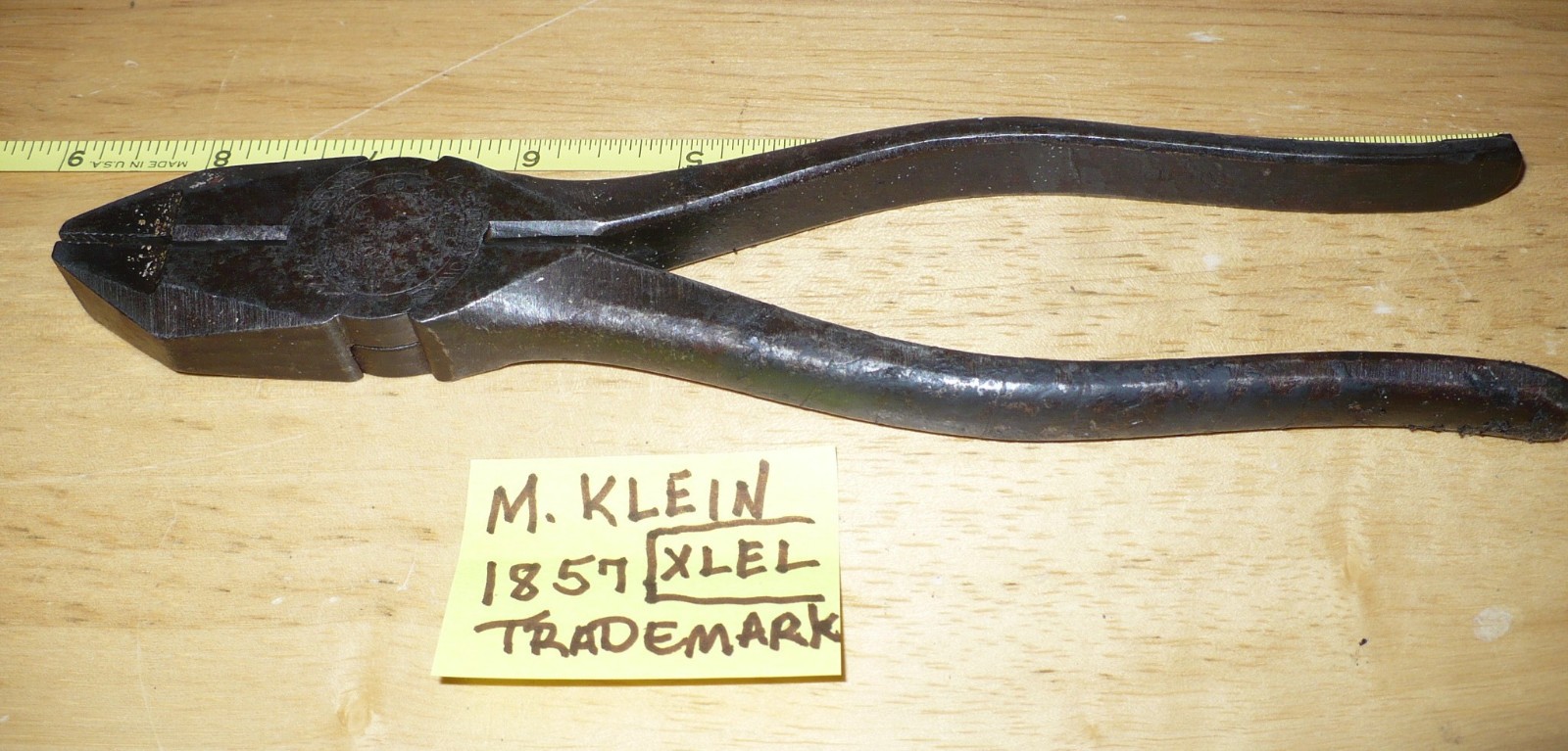 Vintage M. Klein Lineman Pliers 1857 Trademark Reg Chicago USA X L EL 1943 ?
