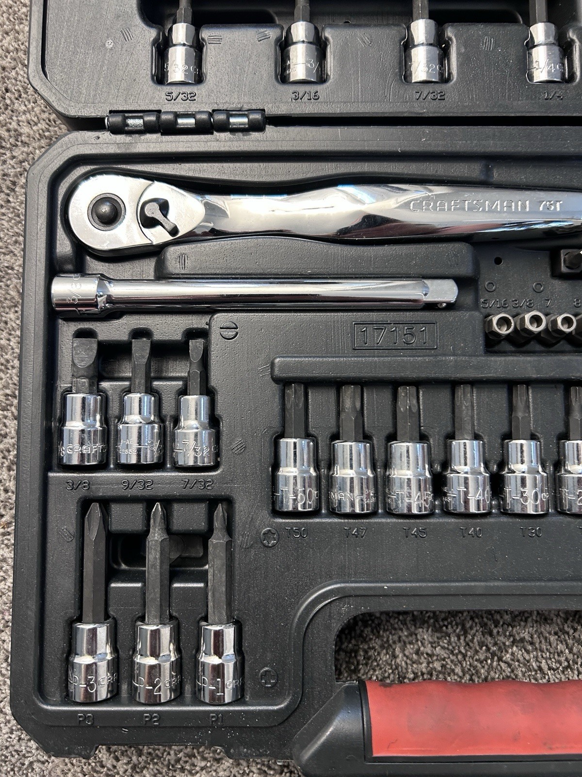CRAFTSMAN 82 Pc Socket Wrench Set HEX E TORX SCREWDRIVER Bit & 75T RATCHET READ