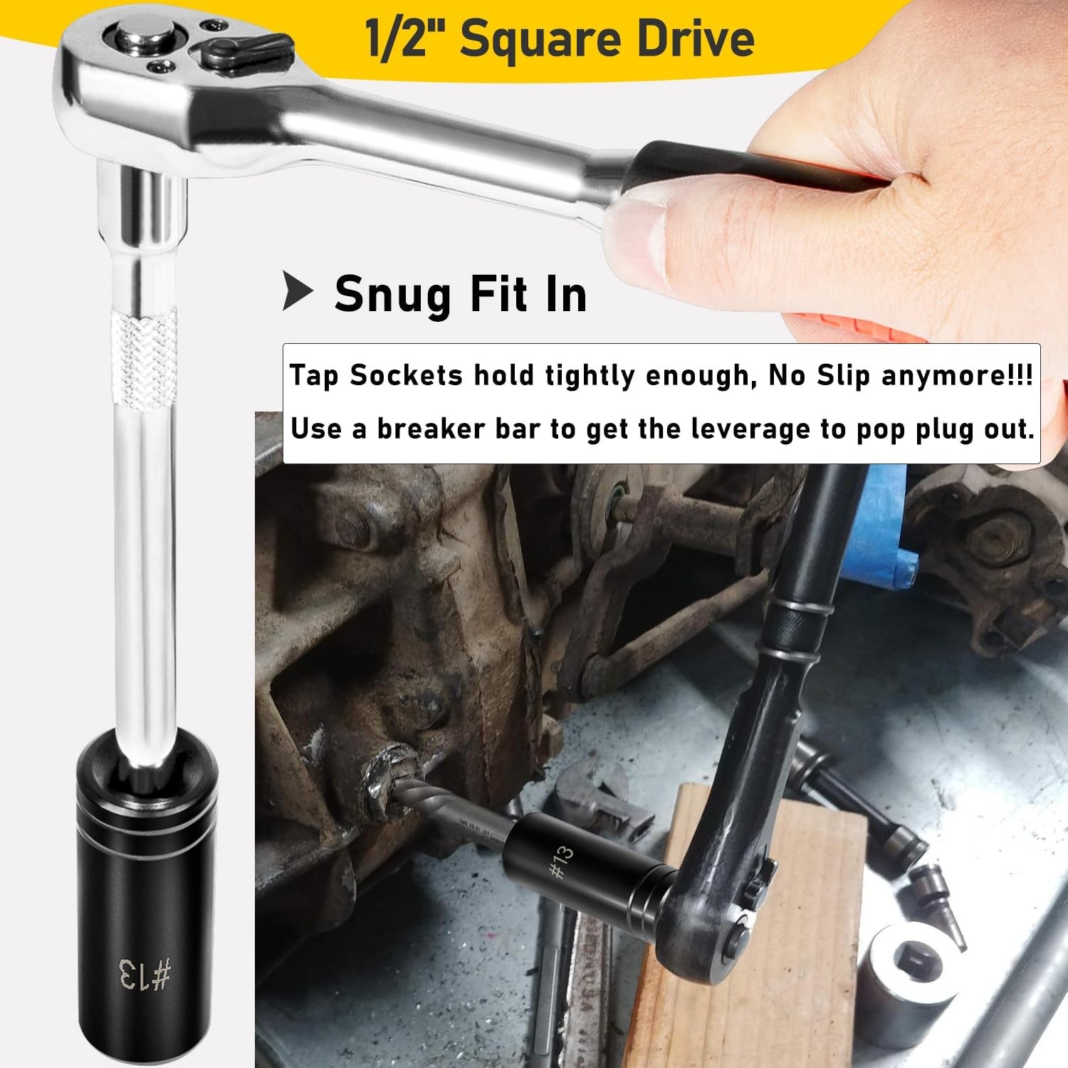 71670 Large Tap Socket Set Fit 5/8″, 11/16″, 3/4″, 7/8″ & 1″ Taps 1/2″ Drive