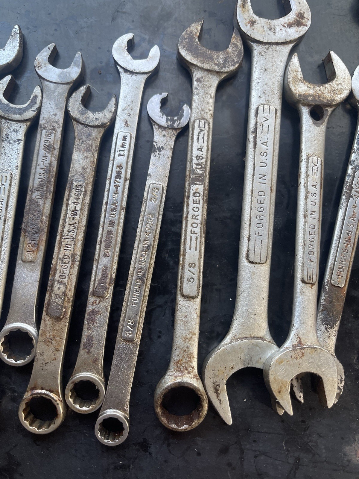 17 pc. Lot Vintage Craftsman USA Combination Wrenches, SAE & Metric Rusty