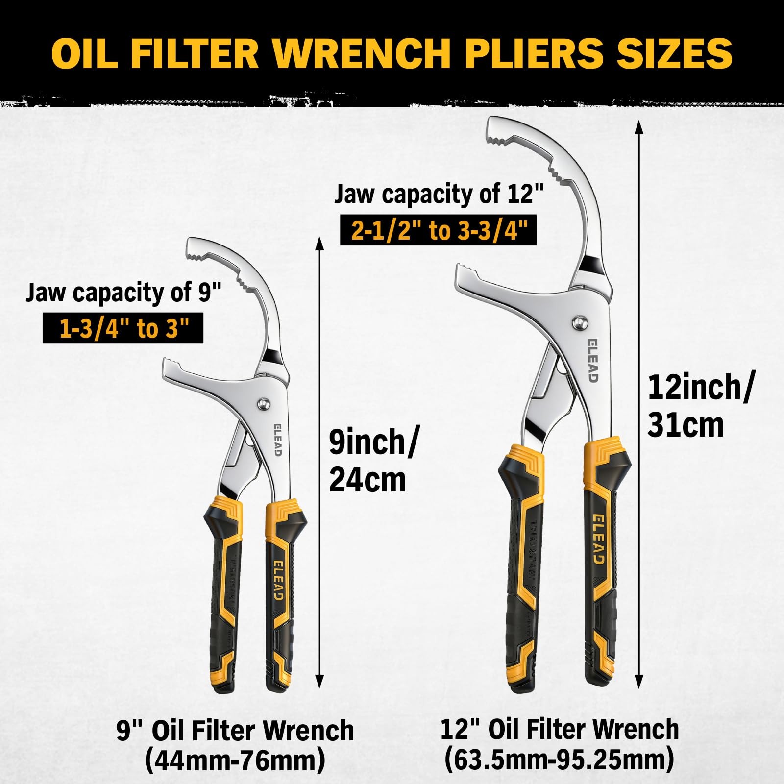Adjustable Oil Filter Wrench Set 9″ & 12″ Pliers for Cars, Trucks, Motorcycl…