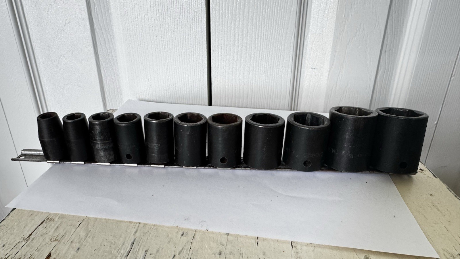 Snap-on 11 Pc 1” Drive SAE Impact Socket Set 7/8” to 1-5/8” USA Rail