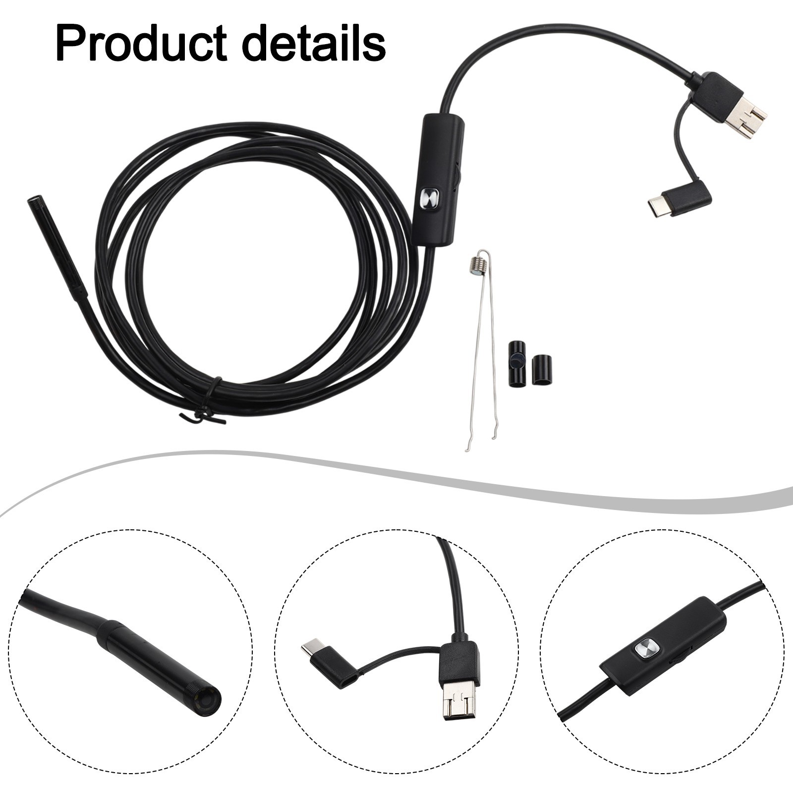 Borescope Camera with 6 LED Lights 1200P HD for image 5 5mm Probe for Easy Use