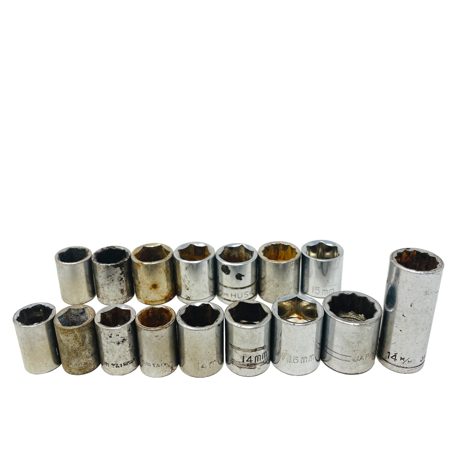 16 Pcs Husky and Assorted 14mm, 15mm, 16mm, 4mm, 12mm Socket Set