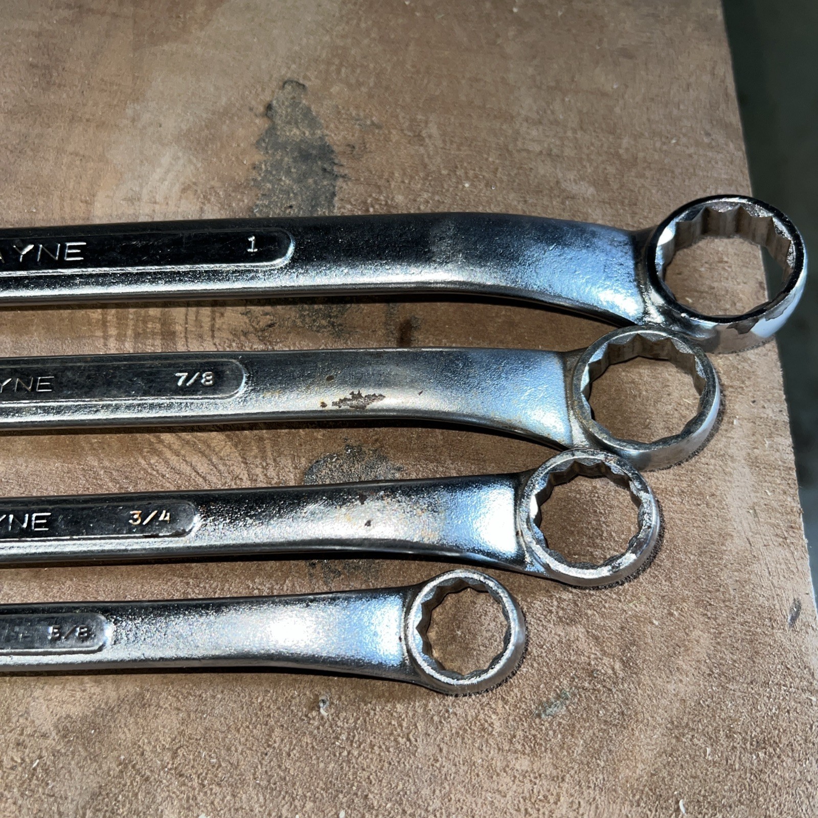 Vintage S-K Wayne 4 Piece SAE Offset Double Box End Wrench Set 9/16″ To 1″, USA