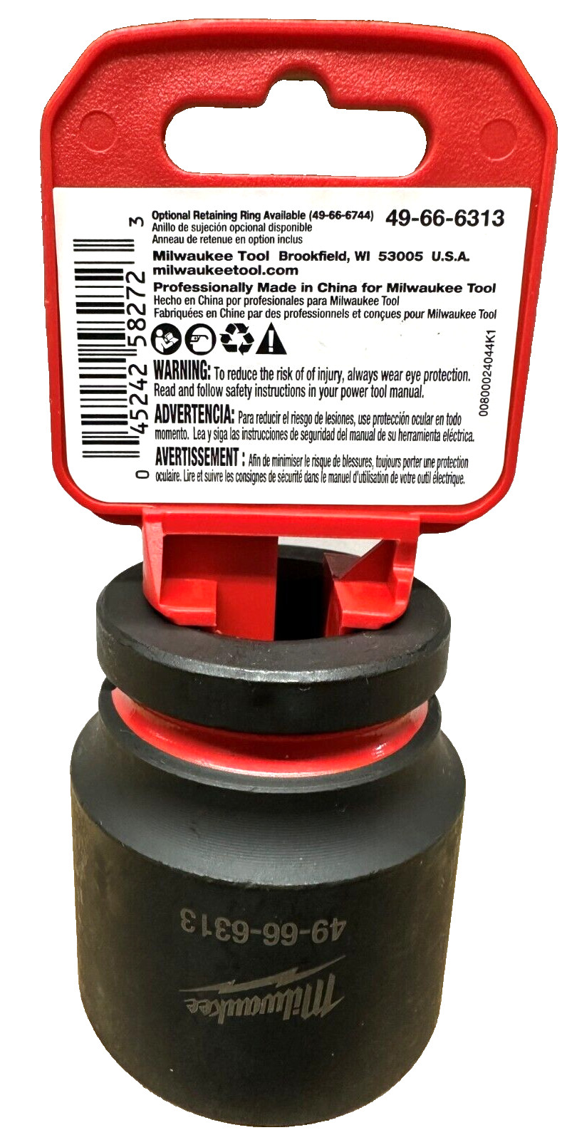 Milwaukee 49-66-6313 3/4″ Drive Standard Length Impact Socket 1-3/8″ 6 Point