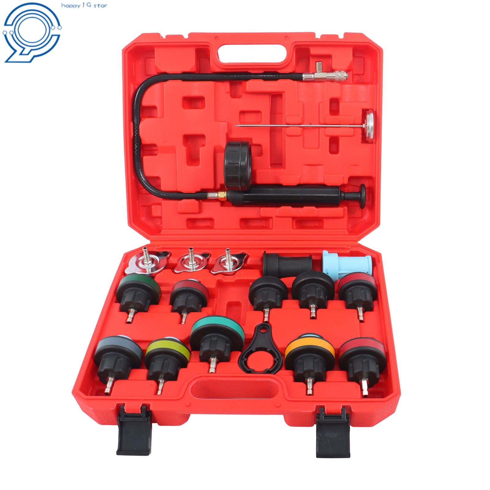 18pcs Universal Car Water Tank Leak Tester Cooling System Detector Tool Kit