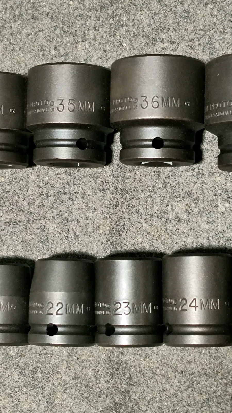Proto Metric 3/4″ Inch Drive Impact Socket Set 19mm-46mm, 18 Pieces
